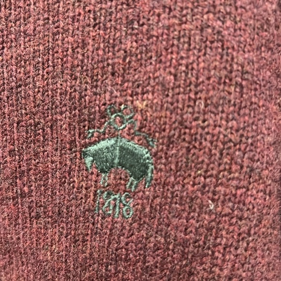 Brooks Brothers Maroon‎ & Grey Colorblock Men’s Brushed Wool Crewneck Sweater - Picture 3 of 4